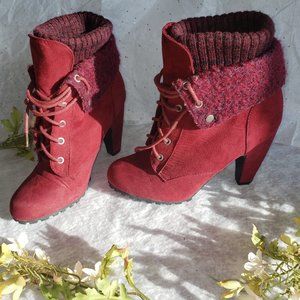 Dark Red Ankle Boots